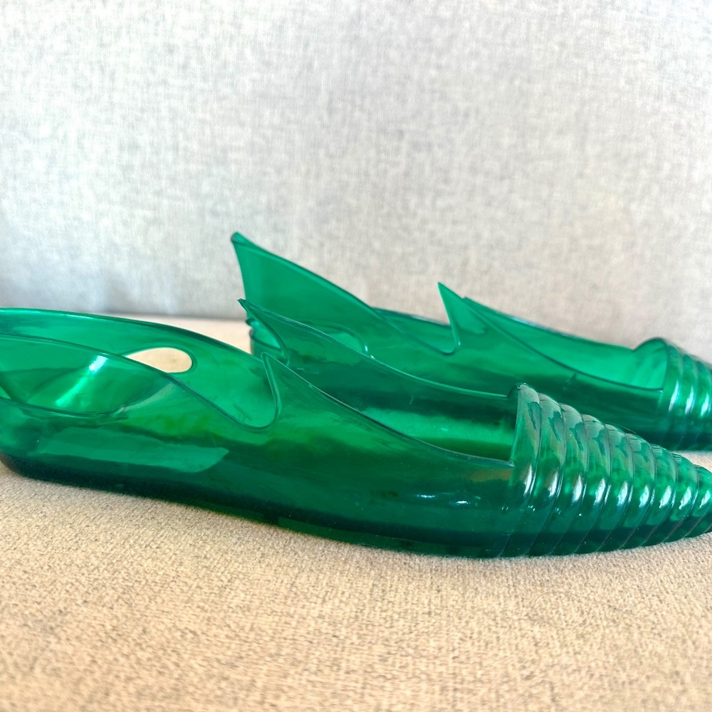 RARE VINTAGE - THIERRY MUGLER "Apollo" Green Jelly Shoes - Picture 5 of 12
